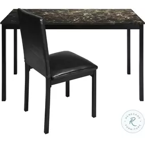 Tempe Black And Brown Marble Top Writing Desk and Chair