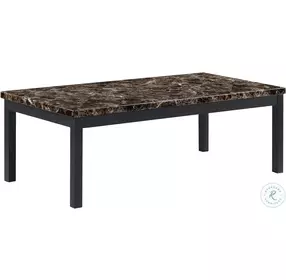Tempe Black And Brown Marble Top 3 Piece Occasional Table Set