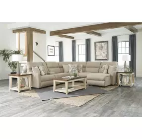 McPherson Buff and Winter 6 Piece Modular Power Reclining Sectional with USB Charging