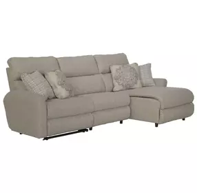 McPherson Buff and Winter 3 Piece Modular Power Reclining RAF Chaise Sectional with USB Charging