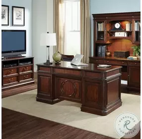 Brayton Manor Cognac Jr Executive Credenza with Hutch