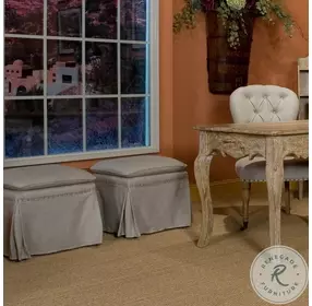 Draped Beige Ottoman Set of 2