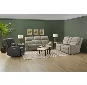 Score Beige 74" Zero Gravity Power Reclining Loveseat with Console and USB Charging
