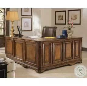 Waterford Distressed Brown L Shaped Home Office Set with Return