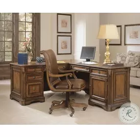 Brookhaven Distressed Brown L Shape Desk