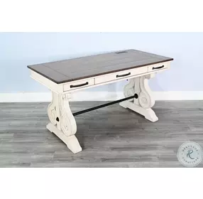 Hearthwood Haven Marble White and Buckskin 60" Desk with USB Port