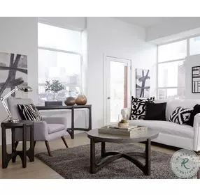 Cascade Wire Brush Rustic Brown Round Cocktail Table