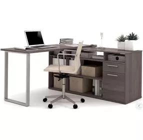 Solay Bark Gray L Shaped Desk