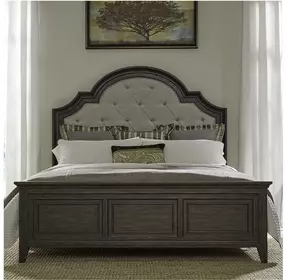 Paradise Valley Saddle Brown Upholstered King Panel Bed