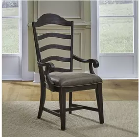 Paradise Valley Saddle Brown Upholstered Ladder Back Arm Chair Set of 2