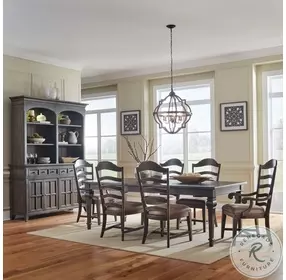 Paradise Valley Saddle Brown Upholstered Ladder Back Arm Chair Set of 2