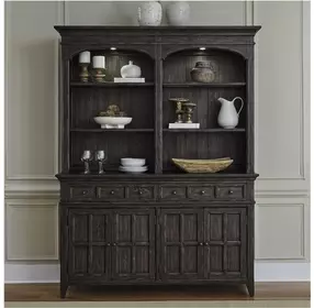 Eden Ridge Saddle Brown Buffet with Hutch