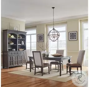 Eden Ridge Saddle Brown Rectangular Leg Extendable Dining Table