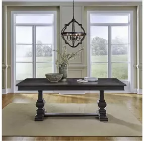 Paradise Valley Saddle Brown Trestle Extendable Dining Table