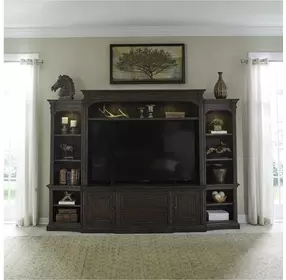 Paradise Valley Saddle Brown Entertainment Center with Piers