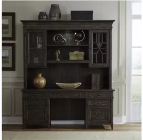 Eden Ridge Saddle Brown Credenza with Hutch