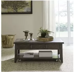 Paradise Valley Saddle Brown Lift Top Storage Cocktail Table