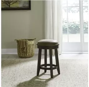 Eden Ridge Saddle Brown Upholstered Console Stool