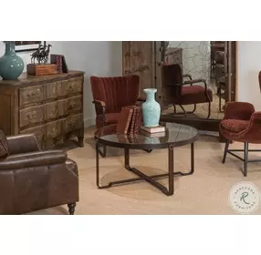 Harness Brown Round Cocktail Table