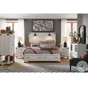 Harper Springs Silo White Queen Panel Storage Bed