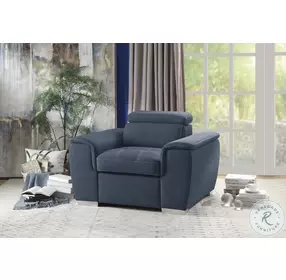 Ferriday Blue Chair With Pull Out Ottoman