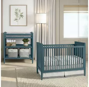 Modern Nursery Blue Convertible Crib
