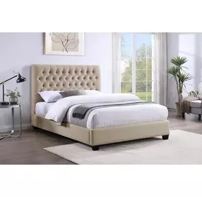 Chloe Oatmeal Upholstered Full Panel Bed
