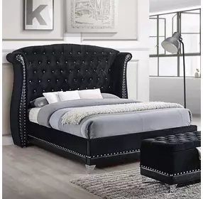 Barzini Black Upholstered King Platform Bed