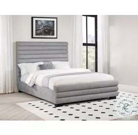 Patricia Gray King Boucle Upholstered Panel Bed