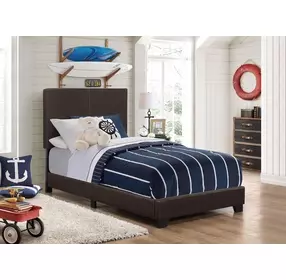 Dorian Brown Upholstered Twin Panel Bed