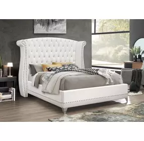 Barzini White Queen Upholstered Platform Bed