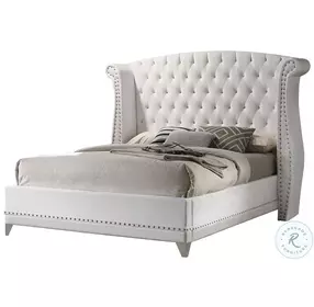 Barzini White Upholstered Platform Bedroom set