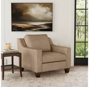 Finley Beige Leather Power Recliner with USB Charging