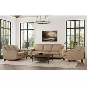 Finley Beige Leather 63" Power Reclining Loveseat with USB Charging