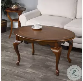 Masterpiece Grace Distressed Olive Ash Oval Coffee Table