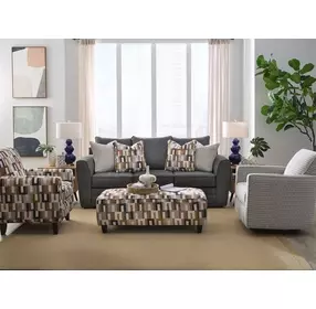 Amos Dusk White and Brown Upholstered Accent Chair