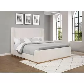 Nala Cream Upholstered King Sleigh Bed