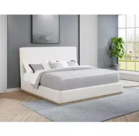 Knox Cream Upholstered King Platform Bed