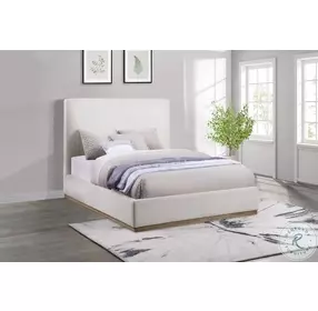Knox Cream Upholstered Queen Platform Bed