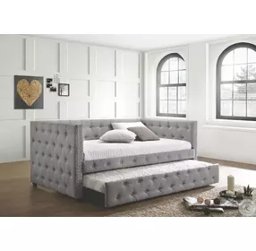 Mockern Gray Upholstered Daybed With Trundle