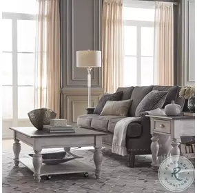 Ocean Isle Antique White and Weathered Pine Square End Table