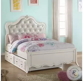 Edalene Pearl White Twin Upholstered Panel Bed
