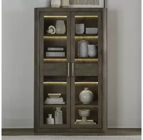 South Bend Burnished Clay 2 Door Bunching Display Cabinet with LED