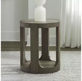 South Bend Burnished Clay and Beige Round Concrete Top Chairside Table