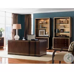 Bel Aire Rich Walnut And Gold Leaf Beverly Palms File Chest