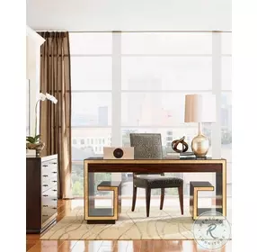 Bel Aire Rich Walnut And Gold Leaf Brentwood Writing Desk