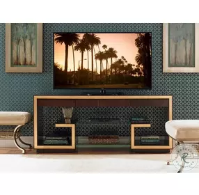 Bel Aire Rich Walnut And Gold Leaf Rodeo 72" TV Stand