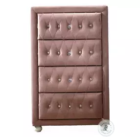 Reggie Pink Fabric 4 Drawer Lingerie Chest