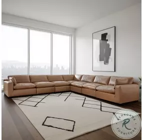 Emilia Caramel Leather Modular 7 Piece Sectional
