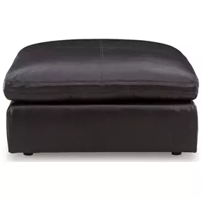Emilia Black Leather Oversized Accent Ottoman